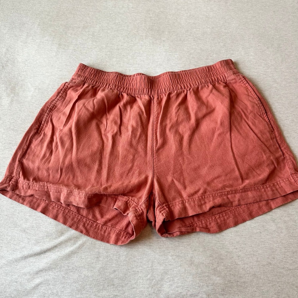 Old Navy Womens Linen Blend Shorts Large Terracotta Rust Comfort Waistband 1166